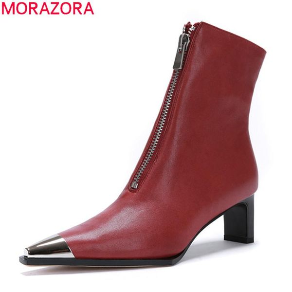 morazora 2020 autumn winter pointed toe dress shoes thick high heels genuine leather ankle boots for woman winter, Black
morazora 2020 autumn winter pointed toe dress shoes thick high heels genuine leather ankle boots for woman winter, Black