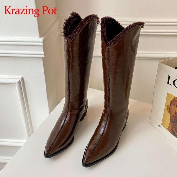 krazing pot 2021 winter new arrival pointed toe med heel snow boots keep warm cozy korean street beauty lady knee-high boots l80, Black
krazing pot 2021 winter new arrival pointed toe med heel snow boots keep warm cozy korean street beauty lady knee-high boots l80, Black