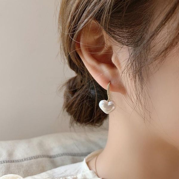 mengjiqiao korean delicate micro pave zircon heart drop earrings for women girls elegant shell pearl boucle d'oreille jewelry, Silver
mengjiqiao korean delicate micro pave zircon heart drop earrings for women girls elegant shell pearl boucle d'oreille jewelry, Silver