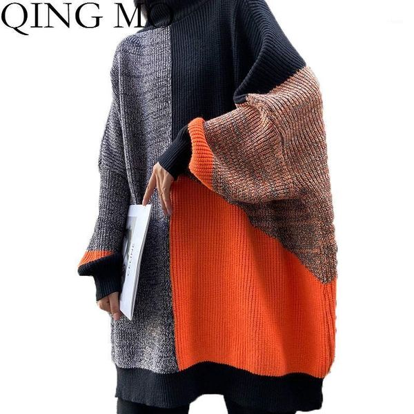 qing mo plus size stitching color women sweater 2020 autumn winter turtleneck patchwork batwing sleeve knitted coat qyf179a1, White;black
qing mo plus size stitching color women sweater 2020 autumn winter turtleneck patchwork batwing sleeve knitted coat qyf179a1, White;black