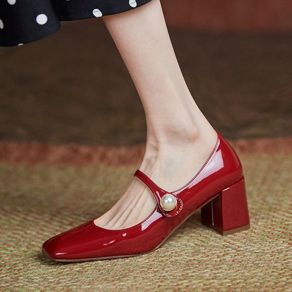 women mary janes shoes pearls pumps patent leather high heels dress shoes square toe wedding square heeled zapatos mujer 9385n, Black
women mary janes shoes pearls pumps patent leather high heels dress shoes square toe wedding square heeled zapatos mujer 9385n, Black