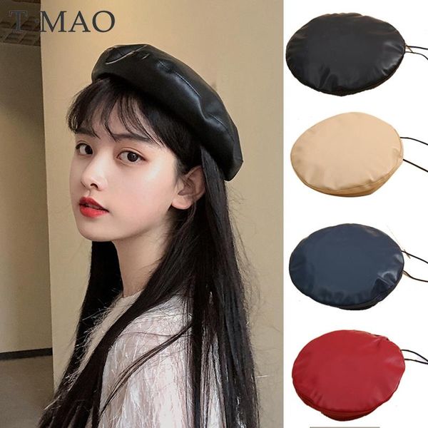 berets t-mao women hat girl beret winter beanie cap vintage faux leather plain hats solid color elegant lady, Blue;gray
berets t-mao women hat girl beret winter beanie cap vintage faux leather plain hats solid color elegant lady, Blue;gray