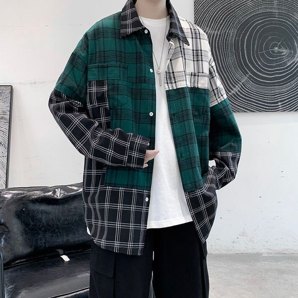 2021 new plaid patchwork men's oversize blouse harajuku men casual long sleeve shirt streetwear clothing hip hop 2oeg, Black
2021 new plaid patchwork men's oversize blouse harajuku men casual long sleeve shirt streetwear clothing hip hop 2oeg, Black