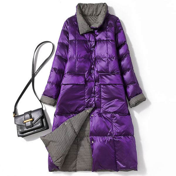 ftlzz women double sided down long jacket winter stand collar 90% white duck down coat single breasted thick warm snow outwear c1204, Black
ftlzz women double sided down long jacket winter stand collar 90% white duck down coat single breasted thick warm snow outwear c1204, Black