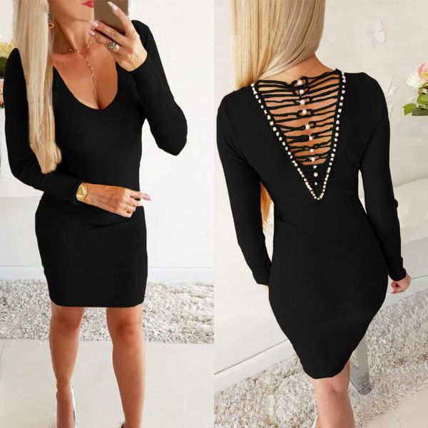 long sleeve bodycon dress women hollow out slim fit dress female solid colour knitted mini beading backless, Black;gray
long sleeve bodycon dress women hollow out slim fit dress female solid colour knitted mini beading backless, Black;gray
