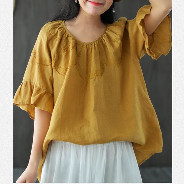nini wonderland 2020 summer ramie embroidery shirt women's loose casual female ruffles vintage blouse lady solid clothes1, White
nini wonderland 2020 summer ramie embroidery shirt women's loose casual female ruffles vintage blouse lady solid clothes1, White