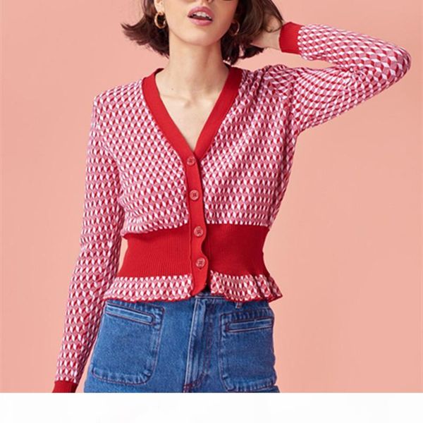 v-neck geometric knitted cardigan autumn rouje vintage single breasted knitwear women ruched collect waist sweater cws0085-5, White;black
v-neck geometric knitted cardigan autumn rouje vintage single breasted knitwear women ruched collect waist sweater cws0085-5, White;black