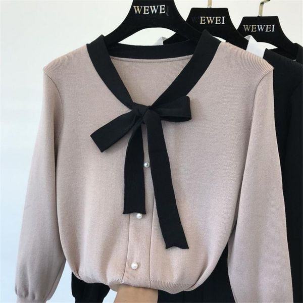 gowyimmes autumn slim women bow tie flare sleeve sweater lady solid knitted sweaters female pullover winter bottomings 851, White;black
gowyimmes autumn slim women bow tie flare sleeve sweater lady solid knitted sweaters female pullover winter bottomings 851, White;black