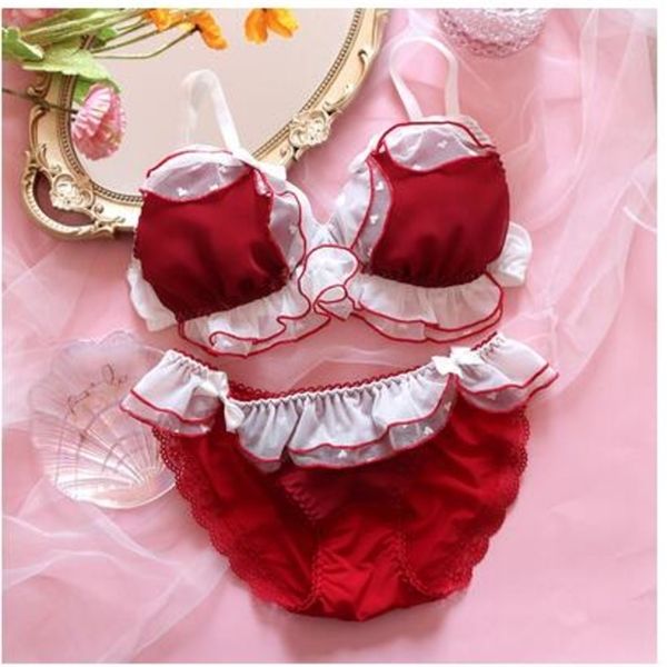 lovely lace red panties no steel ring bra suitjapanese style girly underwear christmas benmingnian c1211, Black;white
lovely lace red panties no steel ring bra suitjapanese style girly underwear christmas benmingnian c1211, Black;white