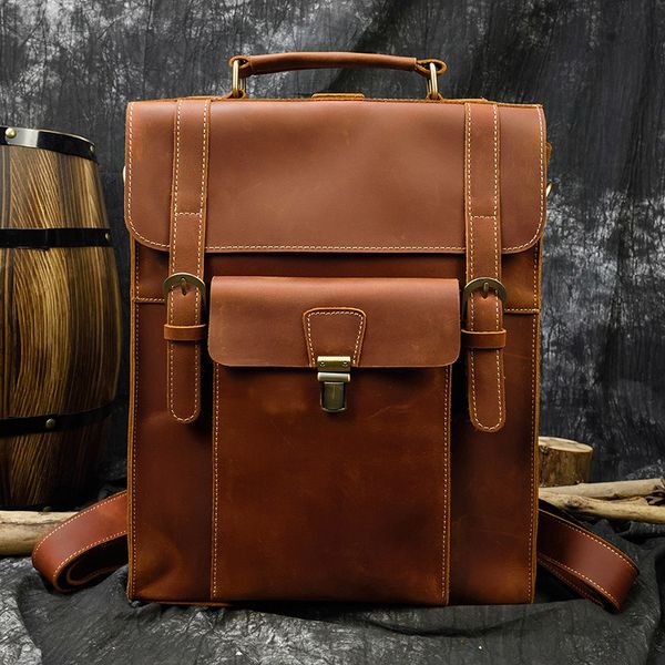 maheu vintage genuine leather mad horse backpack with revmoable shoulder strap of men school bag
maheu vintage genuine leather mad horse backpack with revmoable shoulder strap of men school bag