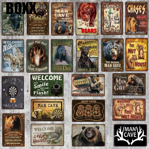 welcome to man cave nut house plaque metal vintage black bear decorative signs wall pub cafe home shop decor
welcome to man cave nut house plaque metal vintage black bear decorative signs wall pub cafe home shop decor