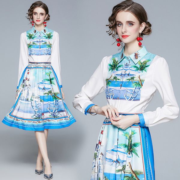 womens dress designer new spring women's dress with lapel and exquisite printing long sleeve slim mid length women's dress, White
womens dress designer new spring women's dress with lapel and exquisite printing long sleeve slim mid length women's dress, White