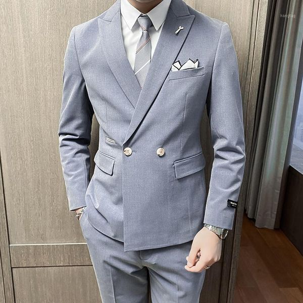 2021 double breasted light blue formal 2 piece men suit slim fit black social business classic mens suits with pants smoking new1, White;black
2021 double breasted light blue formal 2 piece men suit slim fit black social business classic mens suits with pants smoking new1, White;black