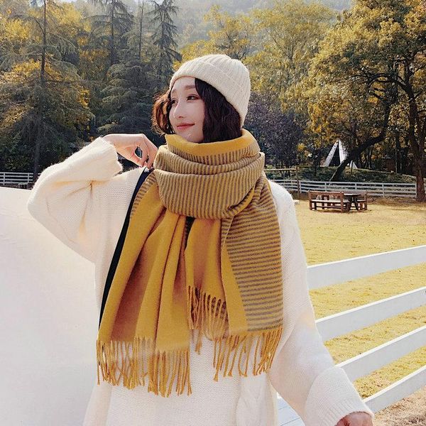 2020 women autumn and winter new arrival striped tassel scarf warm fashion double side cute long shawl, Blue;gray
2020 women autumn and winter new arrival striped tassel scarf warm fashion double side cute long shawl, Blue;gray