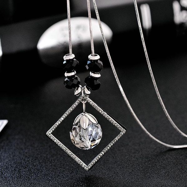 pendant necklaces brand design rhinestone hollow square necklace crystal beads water drop long women christmas gifts, Silver
pendant necklaces brand design rhinestone hollow square necklace crystal beads water drop long women christmas gifts, Silver
