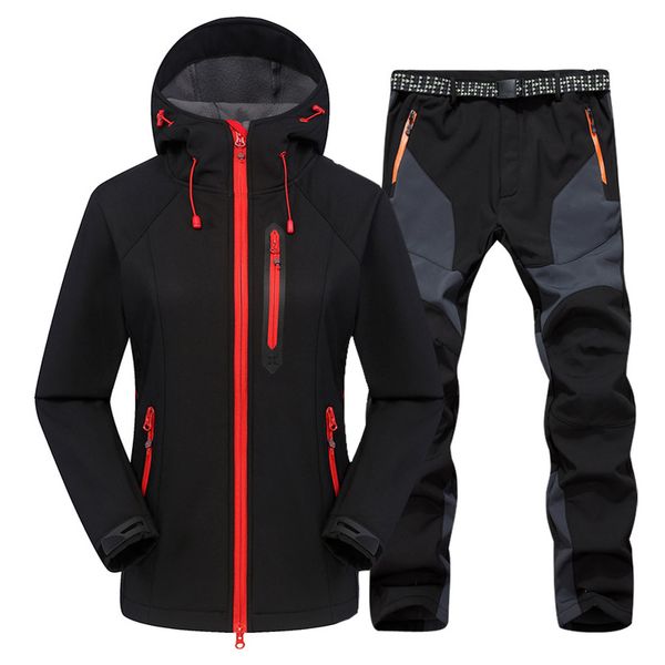 hiking suit women winter thermal fleece jacket outdoor sports hooded coat windproof waterproof softshell jacket and pants set q1201, Black;brown
hiking suit women winter thermal fleece jacket outdoor sports hooded coat windproof waterproof softshell jacket and pants set q1201, Black;brown