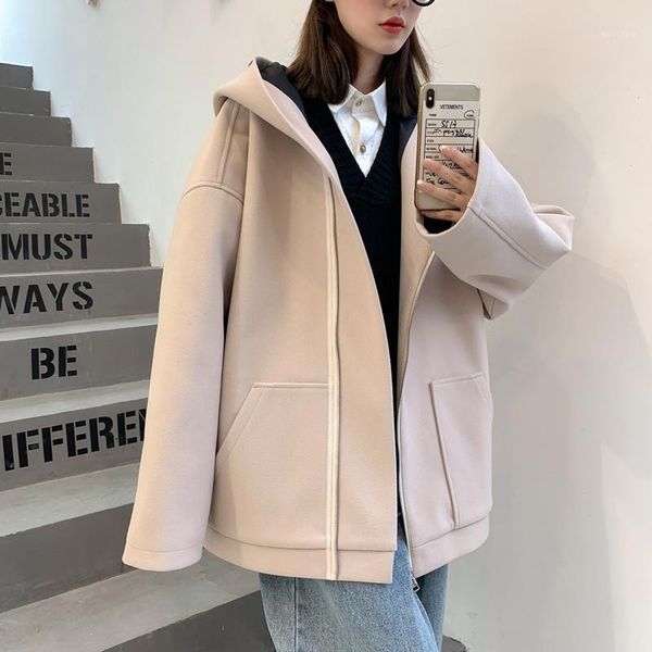 020 winter coat women casual solid female wool jacket loose hooded women's winter jackets1, Black
020 winter coat women casual solid female wool jacket loose hooded women's winter jackets1, Black