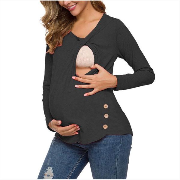 women maternity t-shirt long sleeve side button tunic breastfeeding clothes female double layer pregnancy t-shirt b20, White
women maternity t-shirt long sleeve side button tunic breastfeeding clothes female double layer pregnancy t-shirt b20, White