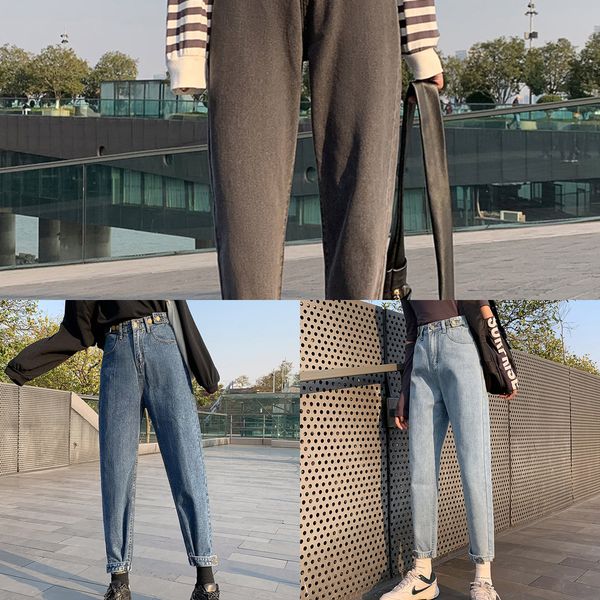 autumn women high waist loose harem dad jeans lady students slim radish length pants female denim streetwear cropped trousers y1214, Blue
autumn women high waist loose harem dad jeans lady students slim radish length pants female denim streetwear cropped trousers y1214, Blue