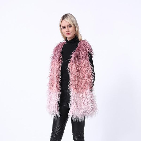 women's fur & faux 2021 vest winter imitation coat female medium long grass furry color stitching veste fourrure, Black
women's fur & faux 2021 vest winter imitation coat female medium long grass furry color stitching veste fourrure, Black