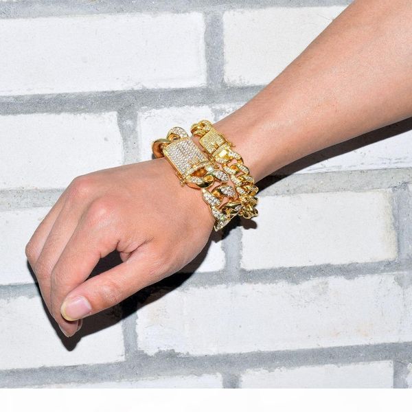 18mm men zircon cuban link bracelet hip hop jewelry gold thick heavy copper material iced out cz chain 20'' 2018 fashioncm, Black
18mm men zircon cuban link bracelet hip hop jewelry gold thick heavy copper material iced out cz chain 20'' 2018 fashioncm, Black