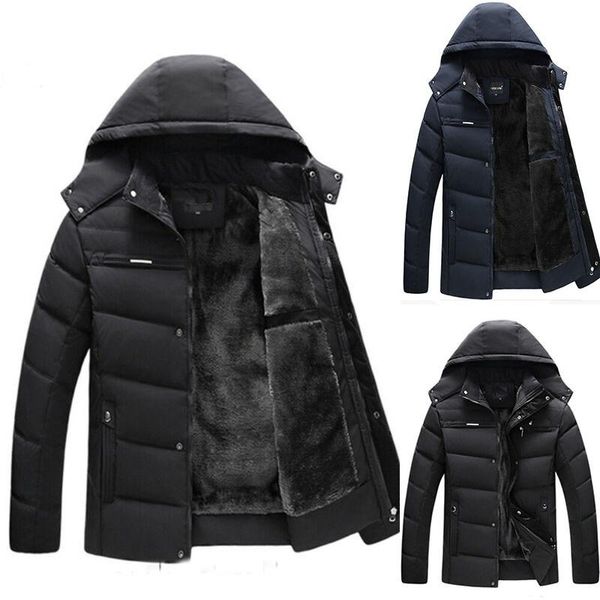 men's down & parkas outwear thick warm quilted parka coat winter fur lined men padded hooded jacket, Black
men's down & parkas outwear thick warm quilted parka coat winter fur lined men padded hooded jacket, Black