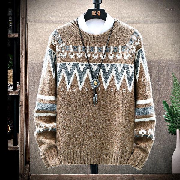fall winter men's retro trend loose round neck sweater youth pullover1, White;black
fall winter men's retro trend loose round neck sweater youth pullover1, White;black