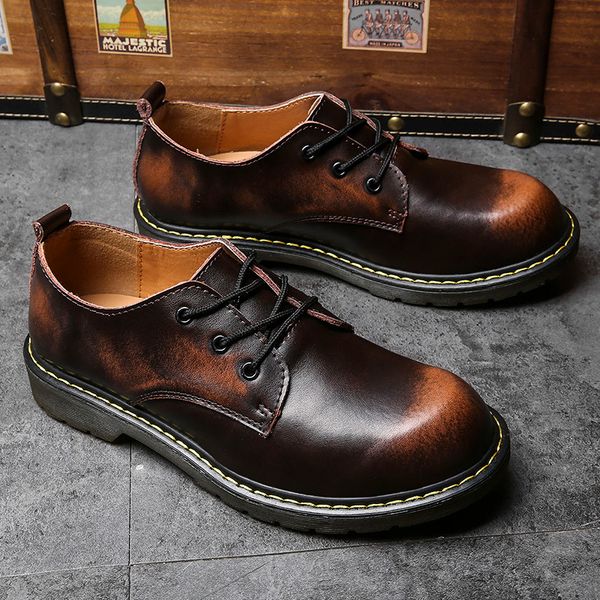 brand men leather martin shoes handmade breathable large size men's oxford shoes male thick sole dress shoes flats c1120, Black
brand men leather martin shoes handmade breathable large size men's oxford shoes male thick sole dress shoes flats c1120, Black
