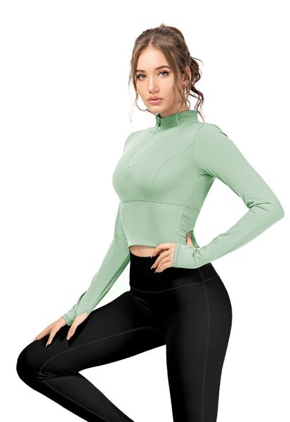 2021 new women's athletic running long sleeve zip slim fit cropped dry shirt padded bras ycoj, White
2021 new women's athletic running long sleeve zip slim fit cropped dry shirt padded bras ycoj, White