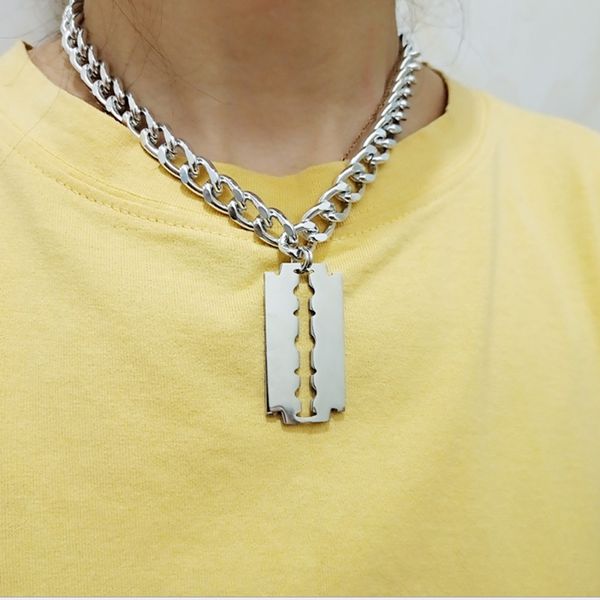 selling jewelry punk retro blade thick chain necklace men's and women's european and american n, Silver
selling jewelry punk retro blade thick chain necklace men's and women's european and american n, Silver