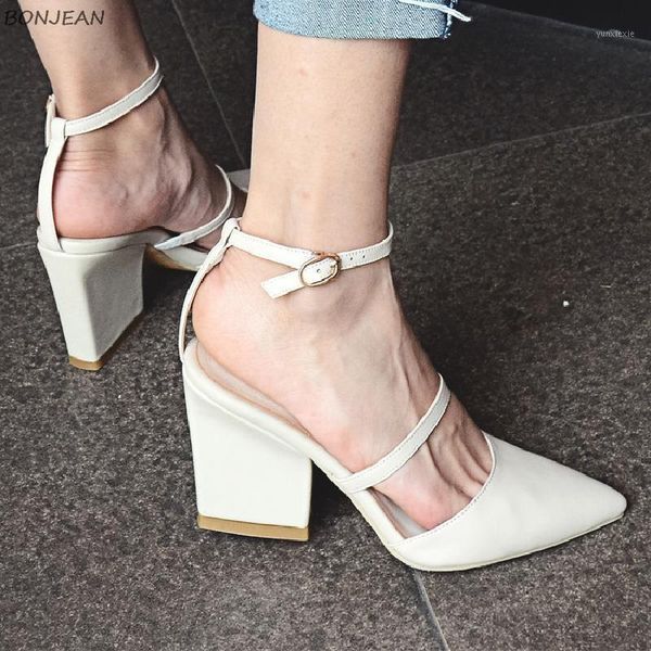 new thick heel women's sandals white genuine leather high heels sandals fashion ankle strap pointed toe women dress1, Black
new thick heel women's sandals white genuine leather high heels sandals fashion ankle strap pointed toe women dress1, Black