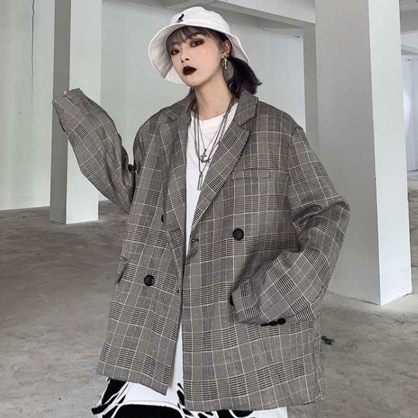2021 new korean women plaid blazers and jackets winter casual office lady suit double breasted business female blazer coat covk, White;black
2021 new korean women plaid blazers and jackets winter casual office lady suit double breasted business female blazer coat covk, White;black