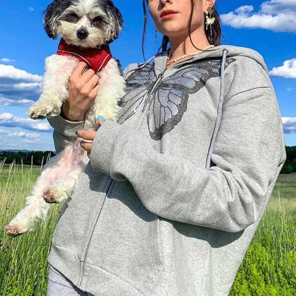 autumn gray long jacket versatile hoodie y2k oversized coat 90s girls oversized butterfly graphic rhinestone zip up sweatshirt, Black
autumn gray long jacket versatile hoodie y2k oversized coat 90s girls oversized butterfly graphic rhinestone zip up sweatshirt, Black