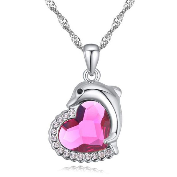 shdede women fashion jewelry crystal from elements dolphin necklace pendants heart choker lover's xmas gift -19663, Silver
shdede women fashion jewelry crystal from elements dolphin necklace pendants heart choker lover's xmas gift -19663, Silver