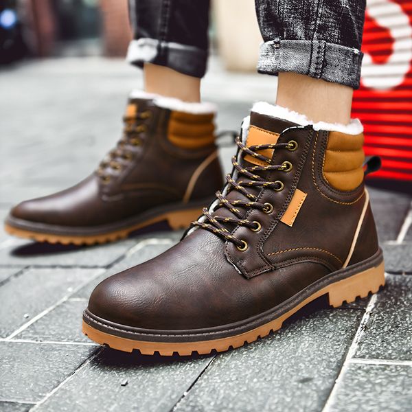 leather snow plush warm fur men outdoor winter work casual shoes military ankle boots, Black
leather snow plush warm fur men outdoor winter work casual shoes military ankle boots, Black