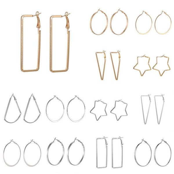 3 sizes oversize big hoop earrings punk smooth rectangle triangle geometric earrings party for women gifts jewelry, Golden;silver
3 sizes oversize big hoop earrings punk smooth rectangle triangle geometric earrings party for women gifts jewelry, Golden;silver