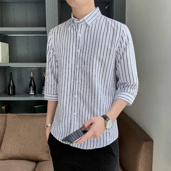 men's 3 / 4 sleeve 2020 spring and autumn korean casual versatile coat cool base striped shirt fashion, White;black
men's 3 / 4 sleeve 2020 spring and autumn korean casual versatile coat cool base striped shirt fashion, White;black