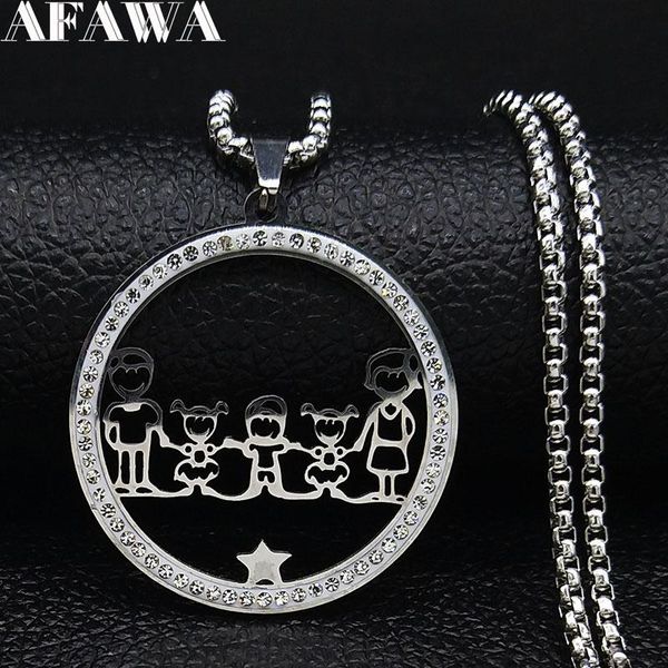 2021 Fashion Family Dad Mum Two Daughter Boys Crystal Stainless Steel Silver Color Chain Necklace Women Jewelry collares N19436
2021 Fashion Family Dad Mum Two Daughter Boys Crystal Stainless Steel Silver Color Chain Necklace Women Jewelry collares N19436