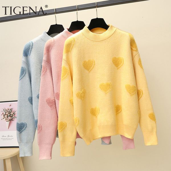 tigena heart pattern knit pullover sweater women jumper 2019 winter korean kawaii cute long sleeve fluffy sweater female yellow ly191210, White;black
tigena heart pattern knit pullover sweater women jumper 2019 winter korean kawaii cute long sleeve fluffy sweater female yellow ly191210, White;black