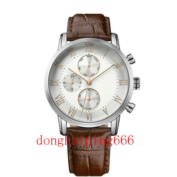 men's watch 1791400 silver case white dial brown leather strap quartz watches, Slivery;brown
men's watch 1791400 silver case white dial brown leather strap quartz watches, Slivery;brown