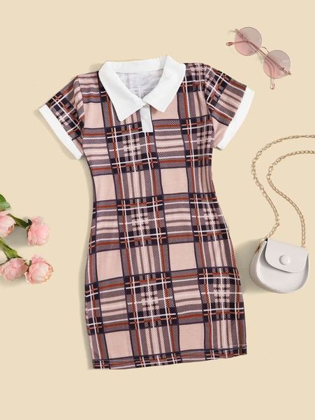 toddler girls 1pc plaid print contrast polo neck dress she, Red;yellow
toddler girls 1pc plaid print contrast polo neck dress she, Red;yellow