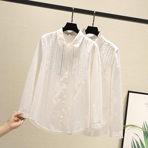 women blouses shirts tunic womens and blouse 2021 womenswear long sleeve clothing button up down lace embroidery new, White
women blouses shirts tunic womens and blouse 2021 womenswear long sleeve clothing button up down lace embroidery new, White