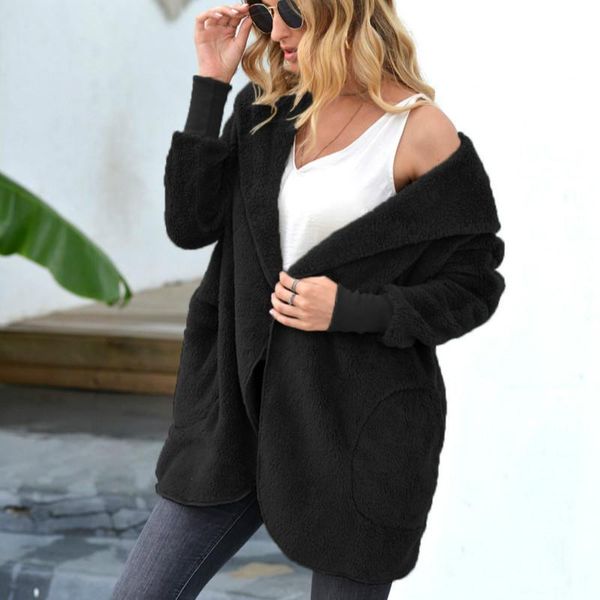 women's jackets autumn winter plush mid length lapel hoodie clothes women casual jacket cardigan, Black;brown
women's jackets autumn winter plush mid length lapel hoodie clothes women casual jacket cardigan, Black;brown
