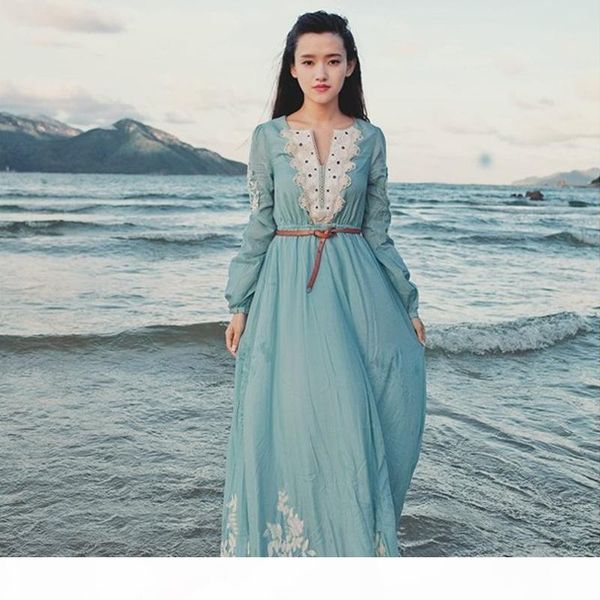 light blue lace embroidery full sleeve long medieval dress renaissance gown princess costume victorian dress seashore, Black;red
light blue lace embroidery full sleeve long medieval dress renaissance gown princess costume victorian dress seashore, Black;red