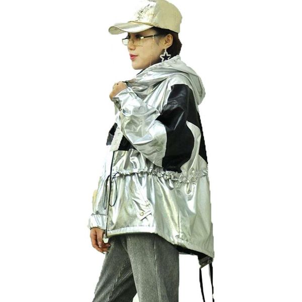 women's jackets hip hop silver windbreaker women patchwork drawstring waist hooded sweatshirt streetwear spring long outwear jacket 182, Black;brown
women's jackets hip hop silver windbreaker women patchwork drawstring waist hooded sweatshirt streetwear spring long outwear jacket 182, Black;brown