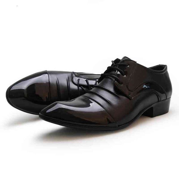 derby shoes mens patent leather lace-up business casual pleated pointed toe designer brand wedding dress footwear, Black
derby shoes mens patent leather lace-up business casual pleated pointed toe designer brand wedding dress footwear, Black