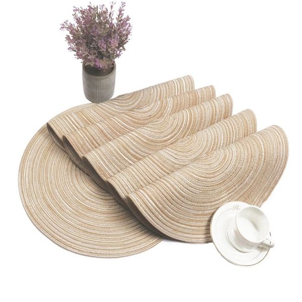 cotton thread yarn placemat circular weave insulation pad household l western cutlery cushion bowls plates mat solid color new 5 4ch m2