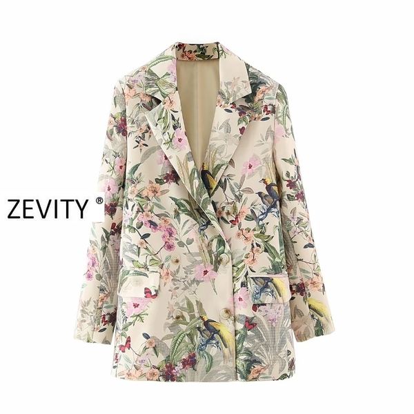zevity new women vintage flower print blazer coats office lady chic double breasted stylish casual outwear suits coat ct544 y201026, White;black
zevity new women vintage flower print blazer coats office lady chic double breasted stylish casual outwear suits coat ct544 y201026, White;black