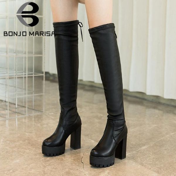 boots bonjomarisa brand ladies solid lace up platform knee high women thick bottom square heel winter shoes woman, Black
boots bonjomarisa brand ladies solid lace up platform knee high women thick bottom square heel winter shoes woman, Black