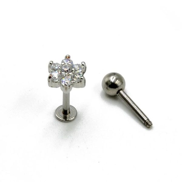 1pcs steel prong set crystal zircon flower ear cartilage tragus helix earring piercing labret stud lip ring charming jewelry 16g q sqclqz, Silver
1pcs steel prong set crystal zircon flower ear cartilage tragus helix earring piercing labret stud lip ring charming jewelry 16g q sqclqz, Silver
